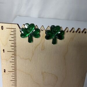 Green Shamrock / Clover Stud Earrings